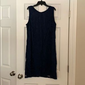 Blue floral cut out dress